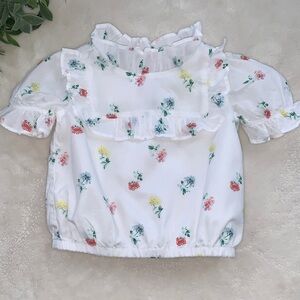 Janie and Jack White Floral Blouse Top 18-24M EUC